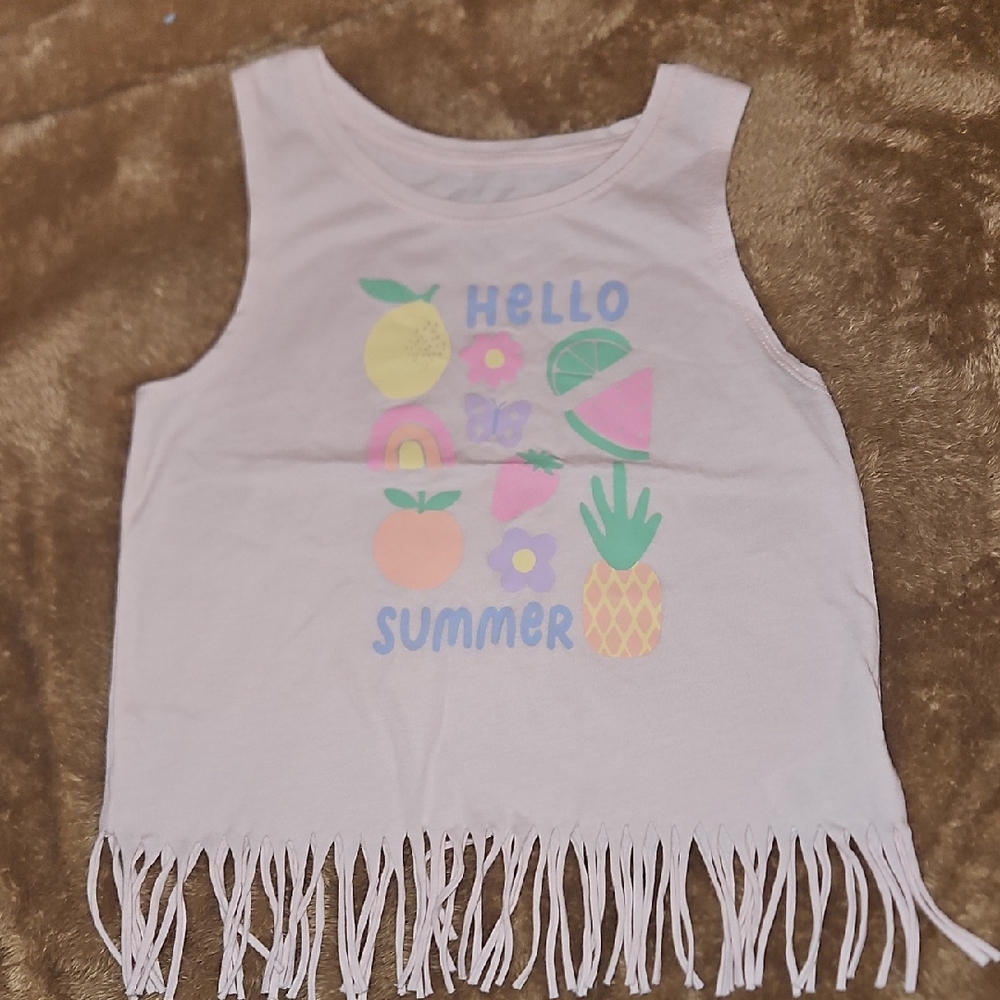 Kids Summer Fringe Tank Top - Cream